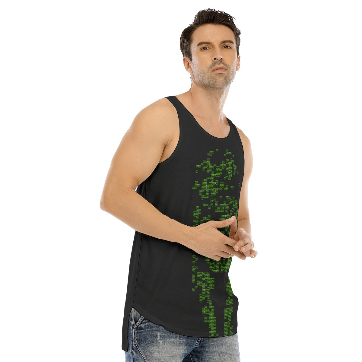 FrogBosses Men's Curved Hem Long Tank Top