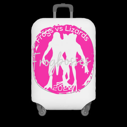 FrogBosses  Bright Pink on white Luggage Cover (Same Picture of Front and Back)