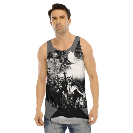 FrogBosses Resurrection  Men's Curved Hem Long Tank Top- Grey