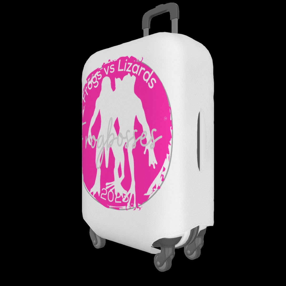 FrogBosses  Bright Pink on white Luggage Cover (Same Picture of Front and Back)