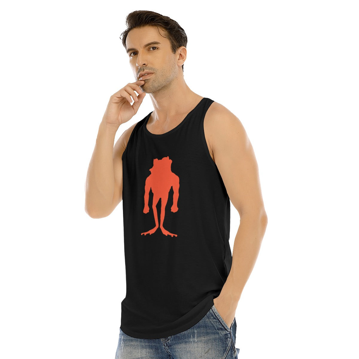 FrogBosses Men's Curved Hem Long Tank Top