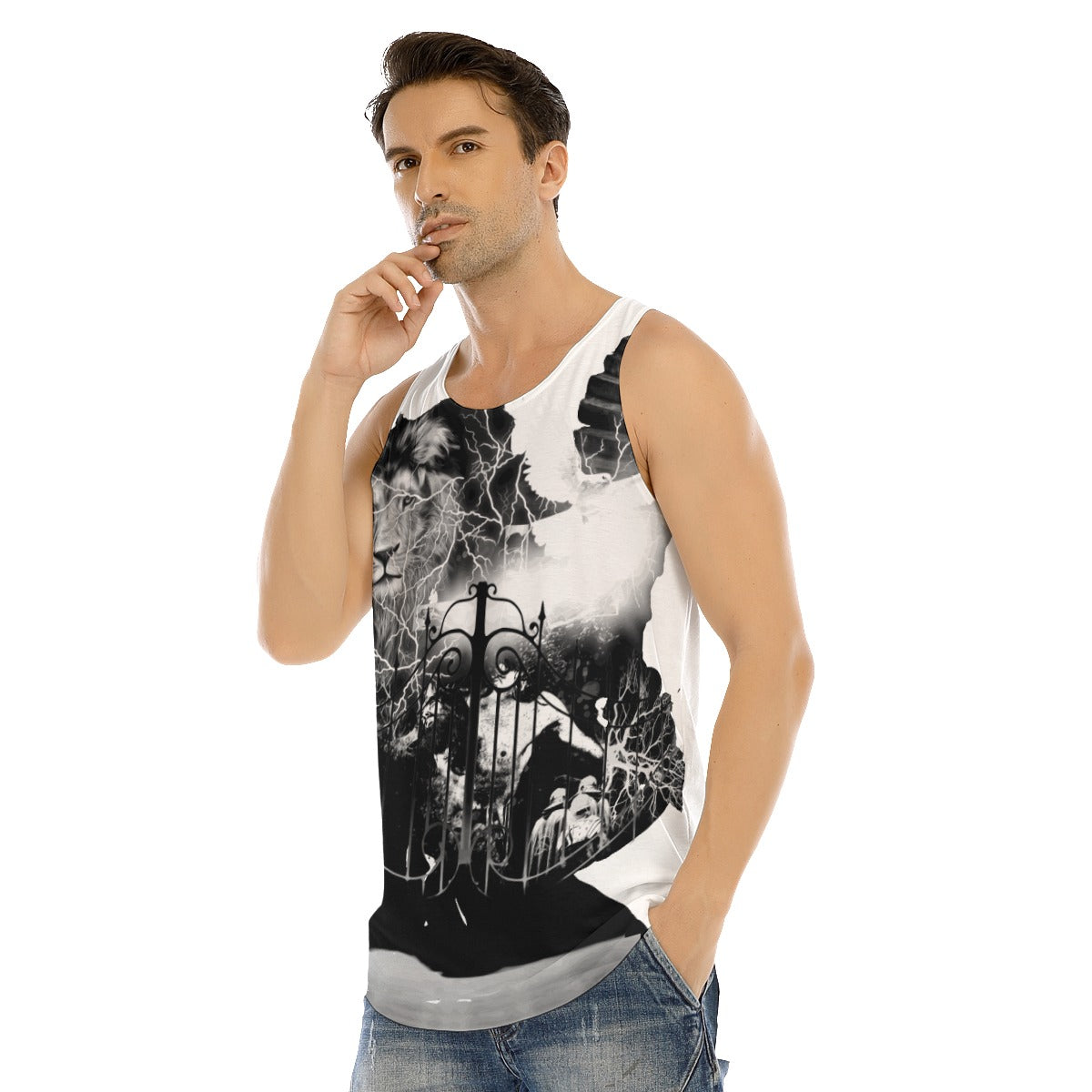 FrogBosses Resurrection All-Over Print Men's Curved Hem Long Tank Top