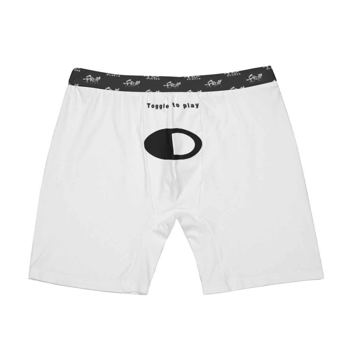 FrogBosses "Toggle to play" Men's Long Boxer Briefs- White